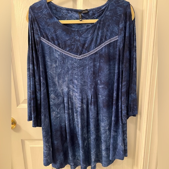 New Directions Blue Peasant Tunic Top Sz 1X - Picture 1 of 5